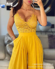 Load image into Gallery viewer, Jumpsuit Sexy Lace Sling Suit Wide Leg Trousers Yellow
