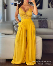 Load image into Gallery viewer, Jumpsuit Sexy Lace Sling Suit Wide Leg Trousers Yellow