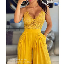 Load image into Gallery viewer, Jumpsuit Sexy Lace Sling Suit Wide Leg Trousers Yellow