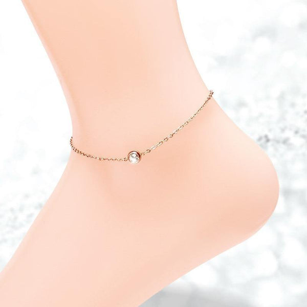 Martick Elegant Simple Style Round Single Cubic Anklets For Women - Sophornlilly