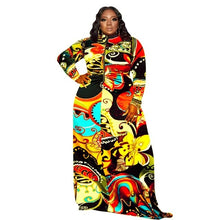 Load image into Gallery viewer, Maxi Dress Women Plus Size Clothing Elegant Fall Long Sleeve Dress Zip