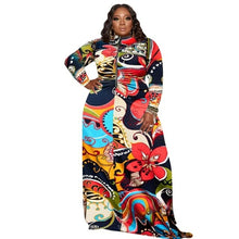 Load image into Gallery viewer, Maxi Dress Women Plus Size Clothing Elegant Fall Long Sleeve Dress Zip