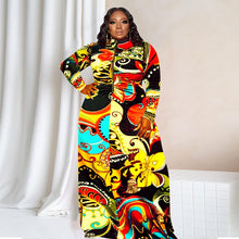 Load image into Gallery viewer, Maxi Dress Women Plus Size Clothing Elegant Fall Long Sleeve Dress Zip