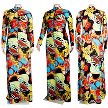Load image into Gallery viewer, Maxi Dress Women Plus Size Clothing Elegant Fall Long Sleeve Dress Zip