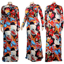 Load image into Gallery viewer, Maxi Dress Women Plus Size Clothing Elegant Fall Long Sleeve Dress Zip