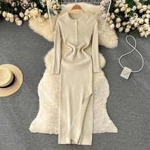Load image into Gallery viewer, Maxi Dress Knitted Split Robe