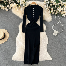 Load image into Gallery viewer, Maxi Dress Knitted Split Robe
