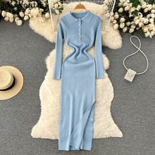 Load image into Gallery viewer, Maxi Dress Knitted Split Robe
