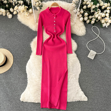 Load image into Gallery viewer, Maxi Dress Knitted Split Robe
