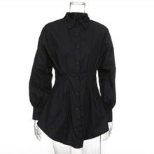 Load image into Gallery viewer, Summer Autumn Women Long Sleeve Mini Shirt Dress Button V - Sophornlilly
