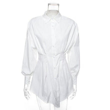 Load image into Gallery viewer, Summer Autumn Women Long Sleeve Mini Shirt Dress Button V - Sophornlilly