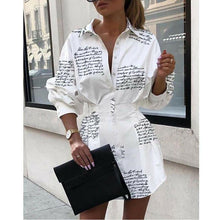 Load image into Gallery viewer, Summer Autumn Women Long Sleeve Mini Shirt Dress Button V - Sophornlilly