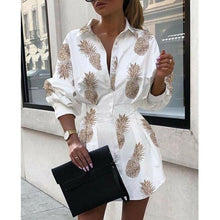 Load image into Gallery viewer, Summer Autumn Women Long Sleeve Mini Shirt Dress Button V - Sophornlilly