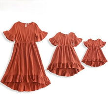 Load image into Gallery viewer, Solid Color Mother Daughter Matching Dresses Family Look Mommy