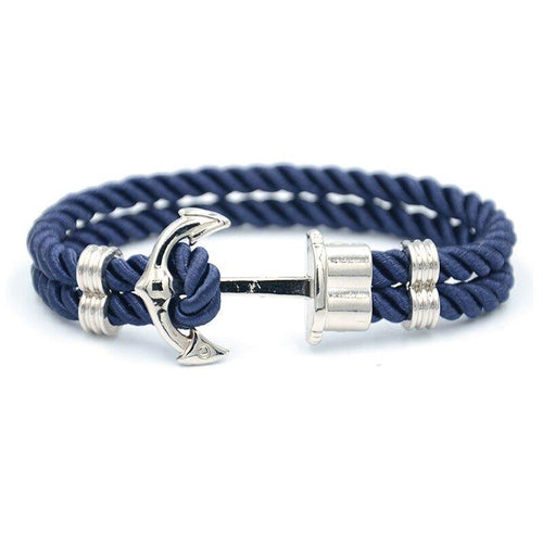 Men Anchor Bracelet  Made of Nylon in Navy Blue und Anchor Made of - Sophornlilly