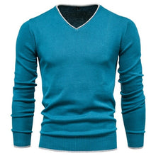 Load image into Gallery viewer, Sweater V neck Pullovers Fashion 100% Cotton Solid