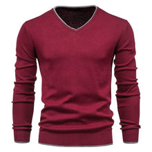 Load image into Gallery viewer, Sweater V neck Pullovers Fashion 100% Cotton Solid