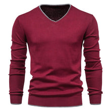 Load image into Gallery viewer, Sweater V neck Pullovers Fashion 100% Cotton Solid