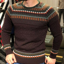 Load image into Gallery viewer, Men Autumn Warm Vintage Knitted Jacquard Sweater