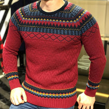 Load image into Gallery viewer, Men Autumn Warm Vintage Knitted Jacquard Sweater