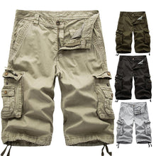 Load image into Gallery viewer, Men Casual Summer Solid Color Multi Pockets Fifth Cargo Pants Loose - Sophornlilly