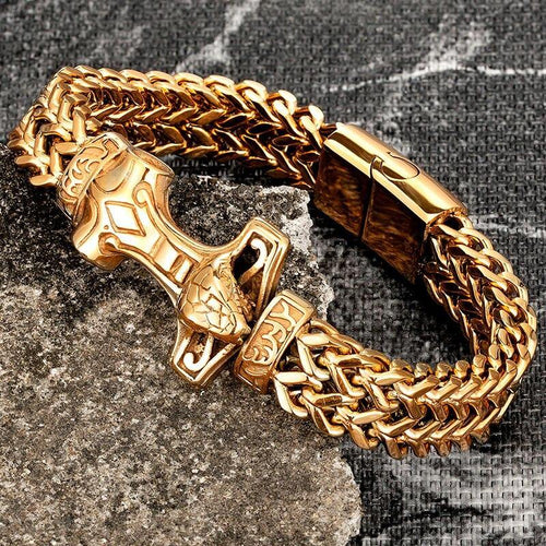 Men Chain Link Bracelets Gold Snake Stainless Steel Punk Hand Magnetic - Sophornlilly