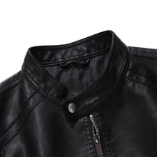 Load image into Gallery viewer, Men Faux Leather Jacket Motorcycle Plus Size Men's Jackets Black