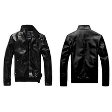 Load image into Gallery viewer, Men Jacket New Slim Retro Winter Jackets Male PU Leather Stand Collar