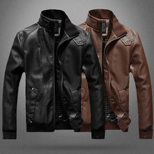 Load image into Gallery viewer, Men Jacket New Slim Retro Winter Jackets Male PU Leather Stand Collar