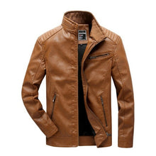Load image into Gallery viewer, Men Pop Fleece Motorcycle Leather Jacket Casual
