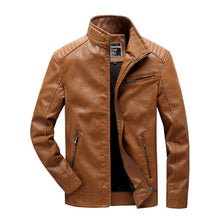 Load image into Gallery viewer, Men Pop Fleece Motorcycle Leather Jacket Casual