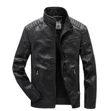 Load image into Gallery viewer, Men Pop Fleece Motorcycle Leather Jacket Casual