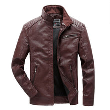 Load image into Gallery viewer, Men Pop Fleece Motorcycle Leather Jacket Casual