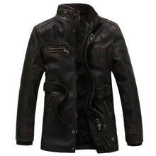 Load image into Gallery viewer, Men Leather Suede Jacket Fashion Motorcycle Leather Jacket Male Long