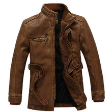 Load image into Gallery viewer, Men Leather Suede Jacket Fashion Motorcycle Leather Jacket Male Long