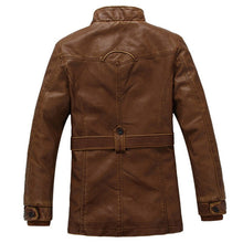 Load image into Gallery viewer, Men Leather Suede Jacket Fashion Motorcycle Leather Jacket Male Long