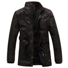 Load image into Gallery viewer, Men Leather Suede Jacket Fashion Motorcycle Leather Jacket Male Long