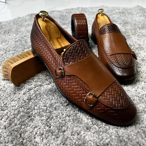 Men Loafers Shoes Pu Breathable Double Buckle