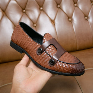 Men Loafers Shoes Pu Breathable Double Buckle