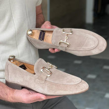 Load image into Gallery viewer, Men British Loafers Solid Color Faux Suede Square Toe Low Heel Metal