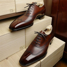 Load image into Gallery viewer, Men Oxford Shoes Classic Handmade Pu Pointed Toe Lace Comfortable