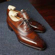 Load image into Gallery viewer, Men Oxford Shoes Classic Handmade Pu Pointed Toe Lace Comfortable