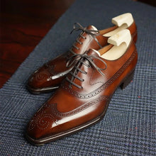 Load image into Gallery viewer, Men Oxford Shoes Classic Handmade Pu Pointed Toe Lace Comfortable