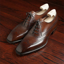 Load image into Gallery viewer, Men Oxford Shoes Classic Handmade Pu Pointed Toe Lace Comfortable