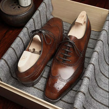 Load image into Gallery viewer, Men Oxford Shoes Classic Handmade Pu Pointed Toe Lace Comfortable