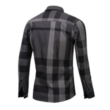Load image into Gallery viewer, Men Shirt Long Sleeve Casual Vertical Plaid Shirts Mens Chemise Homme