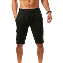 Load image into Gallery viewer, Men Shorts Solid Color Breathable Cotton Linen Drawstring Mid Rise - Sophornlilly
