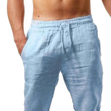Load image into Gallery viewer, Men Shorts Solid Color Breathable Cotton Linen Drawstring Mid Rise - Sophornlilly