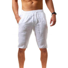 Load image into Gallery viewer, Men Shorts Solid Color Breathable Cotton Linen Drawstring Mid Rise - Sophornlilly