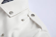 Load image into Gallery viewer, Men Slim White Leather Jackets Oblique Zipper